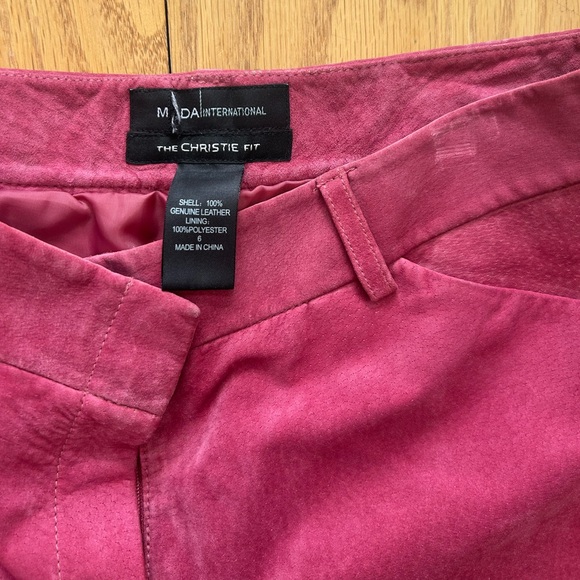 Moda International Y2K Christie Fit Retro Pink 100% Leather Flare Leg Pants 6 - Picture 4 of 9